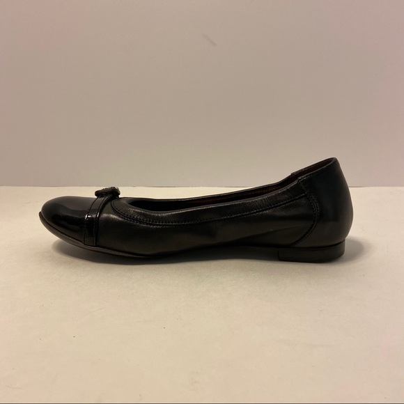 AGL Cap Toe Black Leather Slip On Ballet Flat - Picture 3 of 14